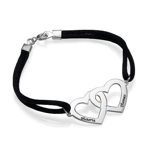 Pulsera con Corazones para Parejas de Plata