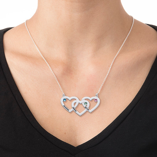 entrelazado Corazóns Collar con Piedra del zodíacos