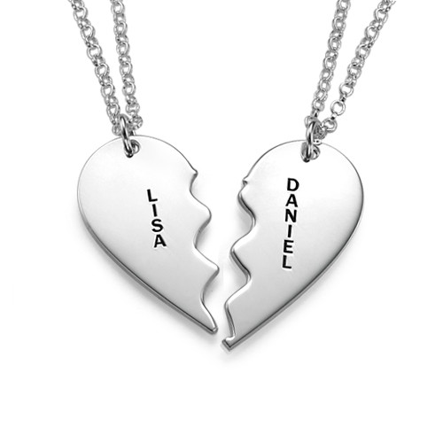 Collar Personalizado de Plata con Corazón Divisible